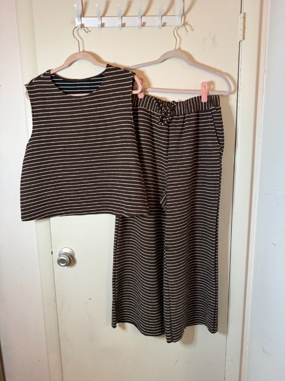 Vici Brown and white stripe 2 piece set
